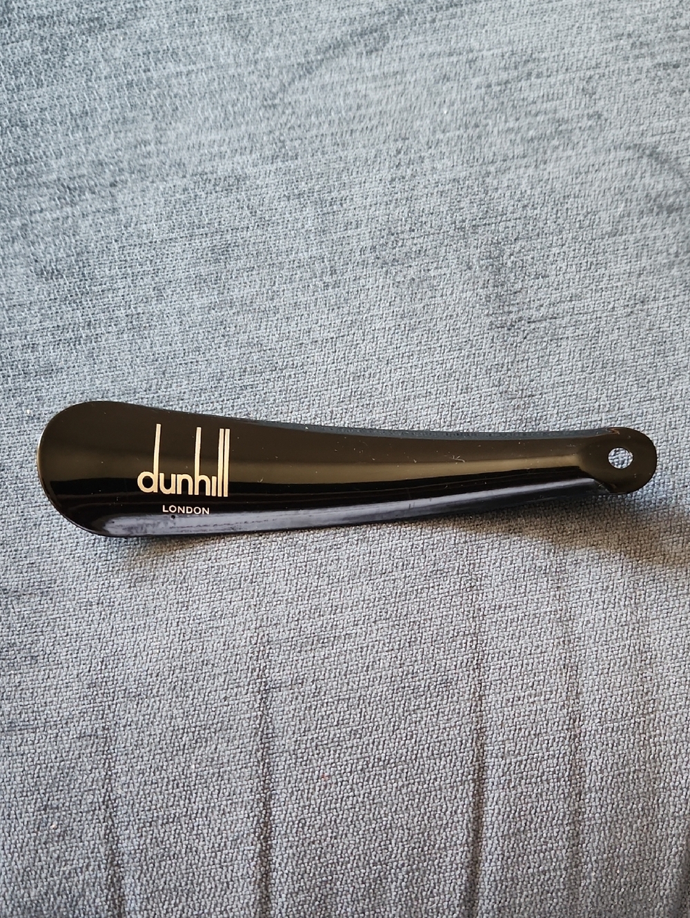 Dunhill Black Polished Metal Shoe Horn with Silver Logo